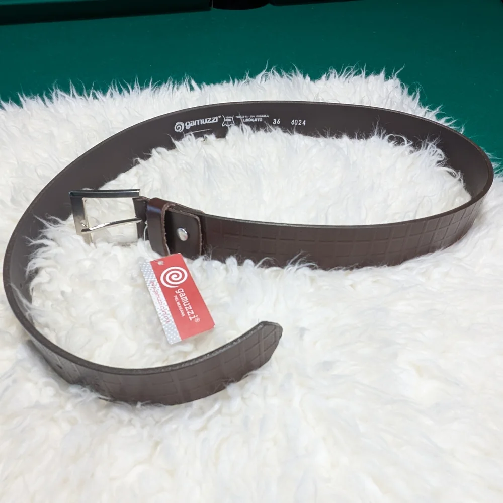 Brown Textured Leather Belt